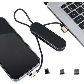 Powermaster PM-25904 Siyah 3in1 Type-C Lightning Micro USB Manyetik Uç Taşınabilir Şarj Data Kablosu