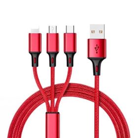 Powermaster Pm-26336 3 In 1 Kırmızı 1.2 mt Şarj Kablosu