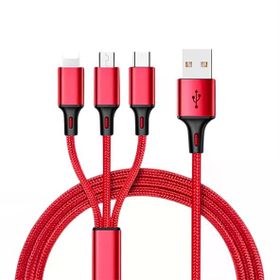 Powermaster Pm-26336 3 In 1 Kırmızı 1.2 mt Şarj Kablosu