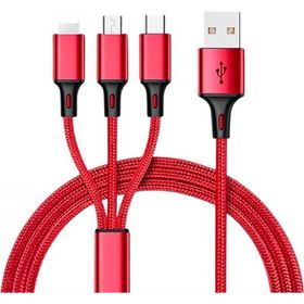 Powermaster Pm-26336 3 In 1 Kırmızı 1.2 mt Şarj Kablosu