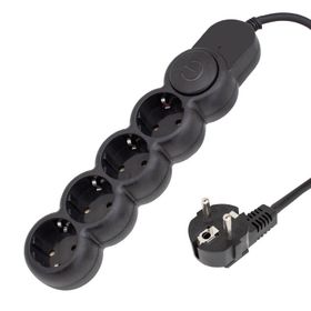 Powermaster Pm-4904 4'lü Kablolu Anahtarlı 2 Metre Siyah Akım Korumalı Grup Priz