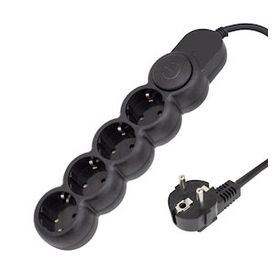 Powermaster Pm-4904 4'lü Kablolu Anahtarlı 2 Metre Siyah Akım Korumalı Grup Priz