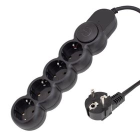 Powermaster Pm-4904 4'lü Kablolu Anahtarlı 2 Metre Siyah Akım Korumalı Grup Priz