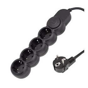 Powermaster Pm-4904 4'lü Kablolu Anahtarlı 2 Metre Siyah Akım Korumalı Grup Priz