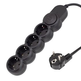 Powermaster Pm-4904 4'lü Kablolu Anahtarlı 2 Metre Siyah Akım Korumalı Grup Priz