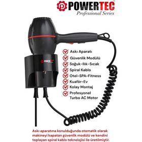 Powertec Tr-301 Askı Aparatlı Otel Tipi Profesyonel Saç Kurutma Fön Makinesi