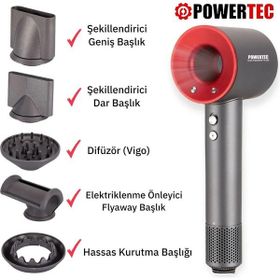 Powertec TR-3333 Plazma Gri 2000 W Dijital Saç Kurutma Makinesi