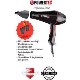 Powertec TR-601-TR-601S Turbo Profesyonel 2500 W Başlıklı Saç Kurutma Makinesi