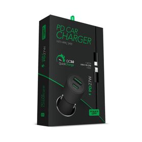 Powerway CC35 27W PD QC 3.0 Type-C USB Çıkışlı Araç İçi Çakmaklık Hızlı Şarj Cihazı ve Lightning Kablo
