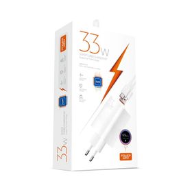 Powerway M33S 33W GaN Teknoloji USB Başlık Ekstra Kablolu Süper Turbo Hızlı Şarj Adaptörü