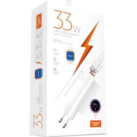 Powerway M33S 33W GaN Teknoloji USB Başlık Ekstra Kablolu Süper Turbo Hızlı Şarj Adaptörü