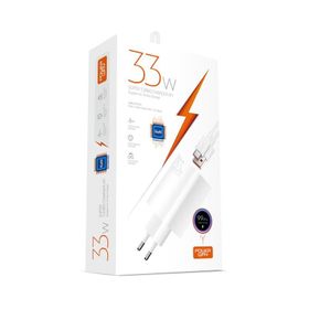 Powerway M33S 33W GaN Teknoloji USB Başlık Ekstra Kablolu Süper Turbo Hızlı Şarj Adaptörü