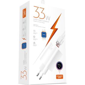 Powerway M33S 33W GaN Teknoloji USB Başlık Ekstra Kablolu Süper Turbo Hızlı Şarj Adaptörü