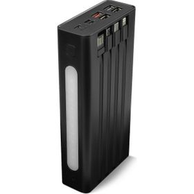 Powerway QC30S Siyah 30.000 mAh PD 22.5W Dahili Kablolu Hızlı Şarj Led Işıklı Powerbank