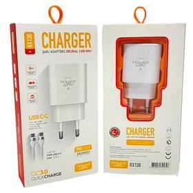 Powerway RX130 Hızlı Şarj Aleti ve Type C Type C Kablo