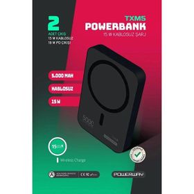 Powerway TXM5 5.000 Mah PD 15W Magsafe Siyah Powerbank
