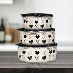 PR Home Enjoy Siyah Emaye 3'lü Saklama Seti