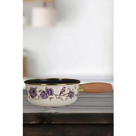 PR Home Fiorella Emaye Ahşap Saplı 16 cm Haşlama ve Sos Tavası