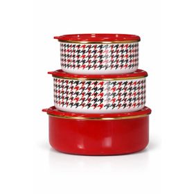 PR Home Forte Red Emaye 3'lü Saklama Seti