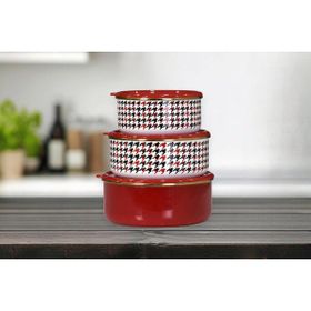 PR Home Forte Red Emaye 3'lü Saklama Seti