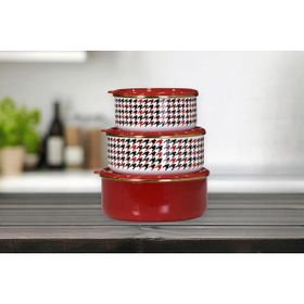 PR Home Forte Red Emaye 3'lü Saklama Seti
