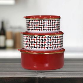 PR Home Forte Red Emaye 3'lü Saklama Seti