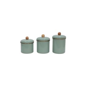 PR Home Soft Green Emaye 3'lü Baharatlık Seti