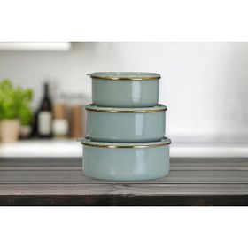 PR Home Soft Green Emaye 3'lü Saklama Seti