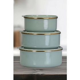 PR Home Soft Green Emaye 3'lü Saklama Seti