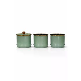 PR Home Soft Green Emaye Katlı Baharatlık Seti