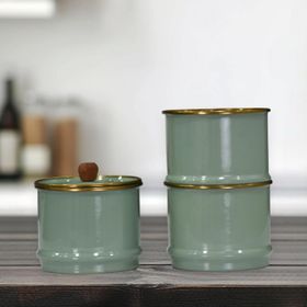 PR Home Soft Green Emaye Katlı Baharatlık Seti