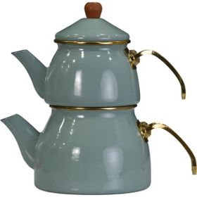PR Home Soft Green Gold Model Emaye Çaydanlık