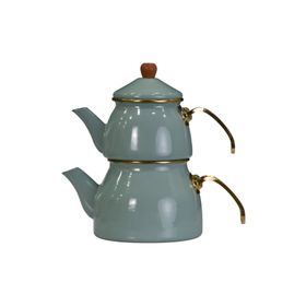 PR Home Soft Green Gold Model Emaye Çaydanlık