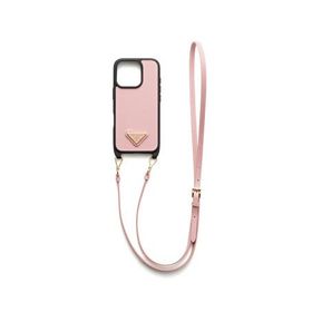 Prada iPhone 16 Pro Saffiano Deri Pembe Telefon Kılıfı