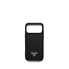 Prada iPhone 17 Pro Max Saffiano Deri Siyah Telefon Kılıfı