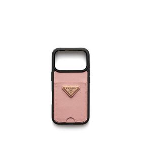 Prada iPhone 17 Pro Saffiano Deri Pembe Telefon Kılıfı