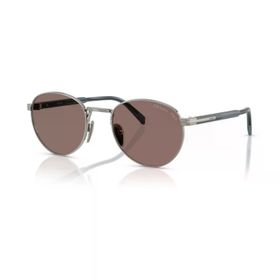 Prada PR B51S 5AV05C 53 Unisex Oval Gri Metal Güneş Gözlüğü