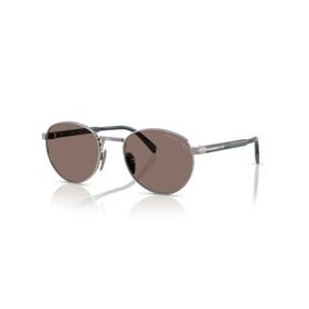 Prada PR B51S 5AV05C 53 Unisex Oval Gri Metal Güneş Gözlüğü