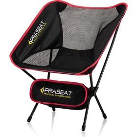 Praseat Pratik Çantalı Kırmızı Kamp Plaj Sandalyesi