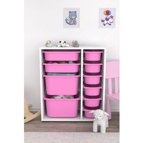 Pratico 10 Sepetli 2D2K6U Çok Amaçlı Pembe Oyuncak Dolabı