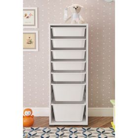 Pratico 122x30x45.5 cm Beyaz 7 Sepetli Çok Amaçlı Oyuncak Dolabı