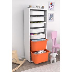 Pratico 122x30x45.5 cm Beyaz 7 Sepetli Çok Amaçlı Oyuncak Dolabı