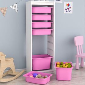 Pratico 7 Sepetli Çok Amaçlı Pembe Oyuncak Dolabı