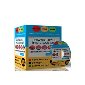 Pratik Hızlı İngilizce Eğitim Seti 4 Süper Kitap ve Kelime Kartları Enine Boyuna Eğitim