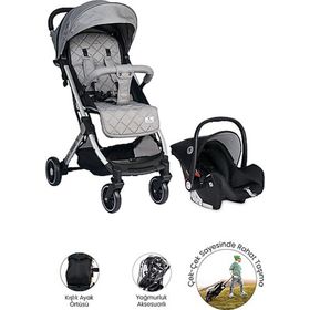 Prego 2037 Aria Plus Bej İkiz Bebek Arabası