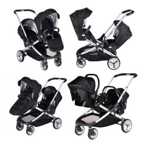 Prego 2072 İbiza Siyah İkiz Bebek Arabası