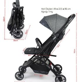 Prego Lotus 2033 Gri Kabin Tipi Bebek Arabası