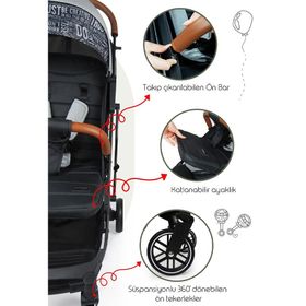 Prego Lotus 2033 Gri Kabin Tipi Bebek Arabası