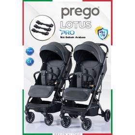 Prego Lotus Pro Kabin Boy Ayrılıp Birleşebilen İkiz Gri Bebek Arabası