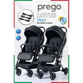 Prego Lotus Pro Kabin Boy Ayrılıp Birleşebilen İkiz Siyah Bebek Arabası